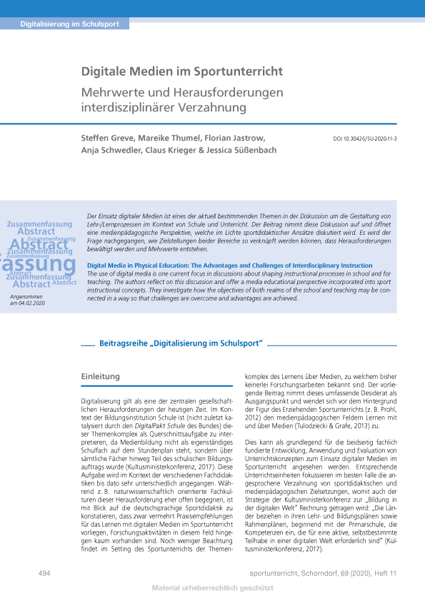 Digitale Medien Im Sportunterricht - Mehrwerte Und Herausforderungen ...